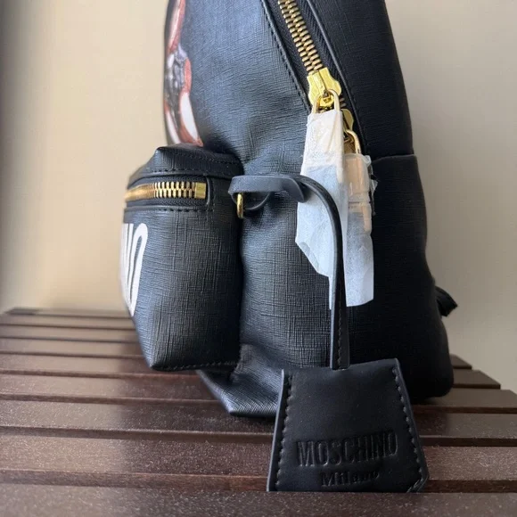 New Moschino Teddy Bear Backpack black medium